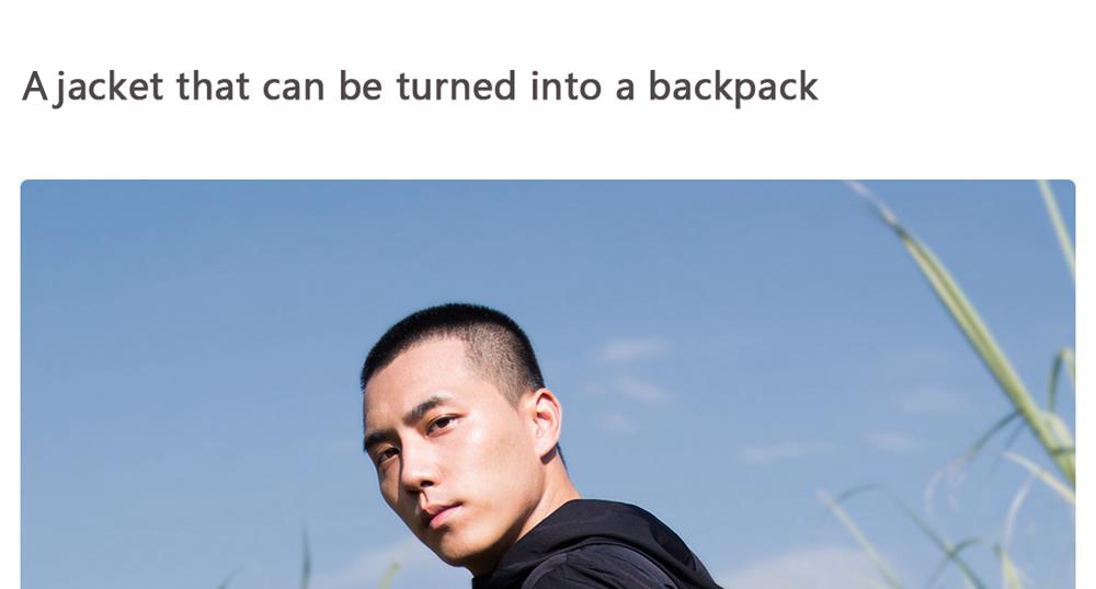 Xiaomi Men Backpack Jacket Water-resistant Sport Coat Size M -Khaki Gray