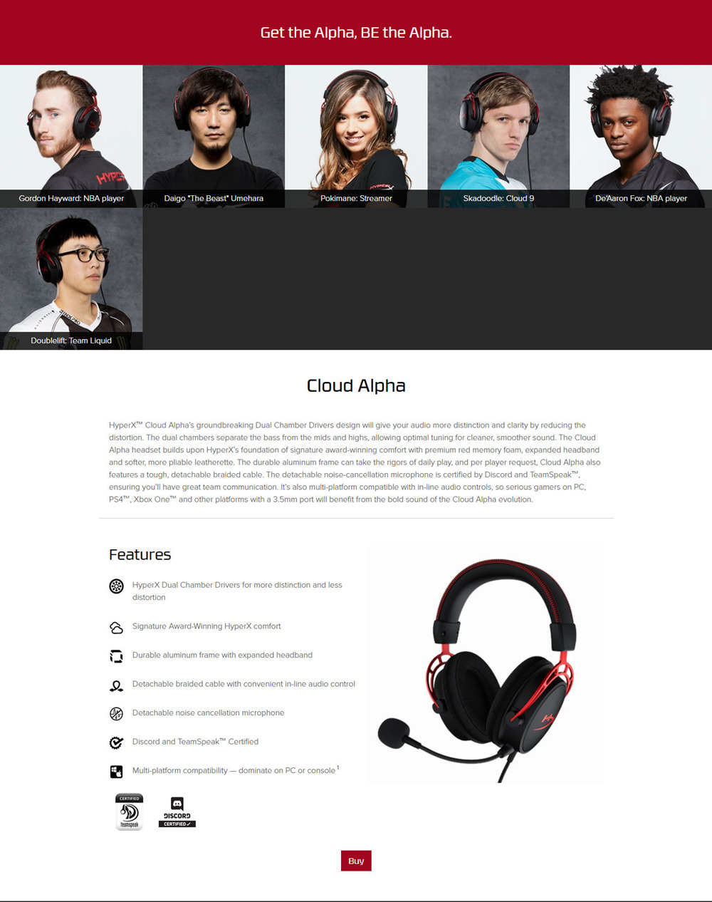 Kingston Hyperx Cloud Alpha Gaming Headset Dual Chamber