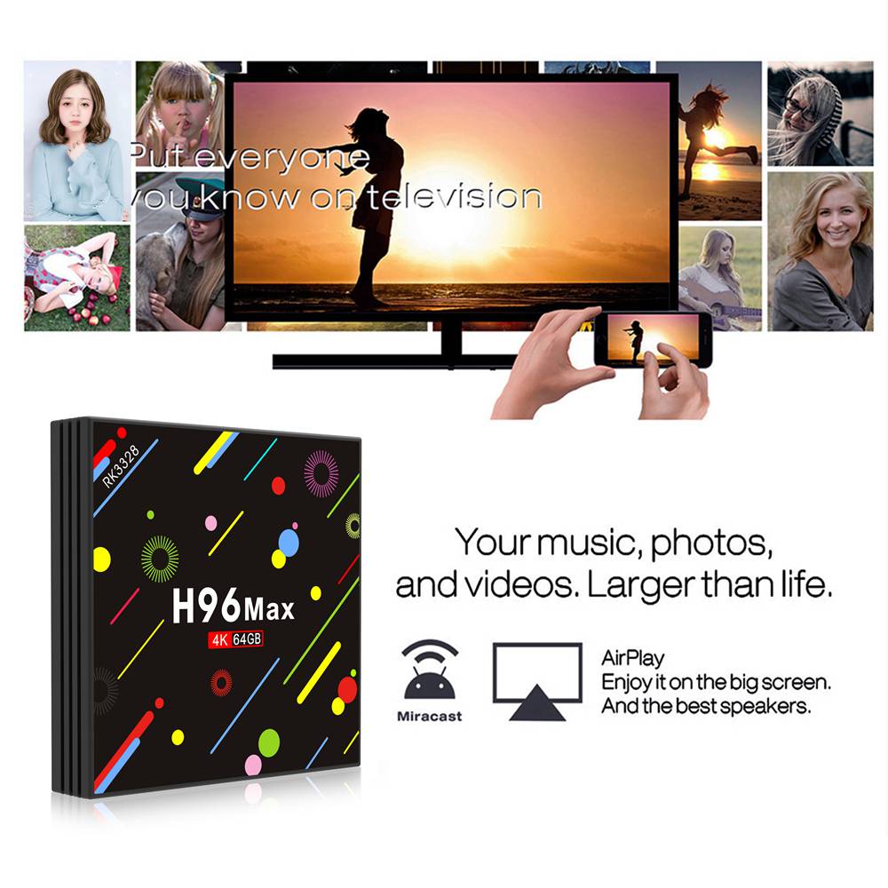 H96 MAX H2 Colorful Edition 4GB/64GB Android 7.1 RK3328 KODI 17.3 4K TV Box 2.4G/5G WiFi LAN Bluetooth USB3.0 HDMI LED Display