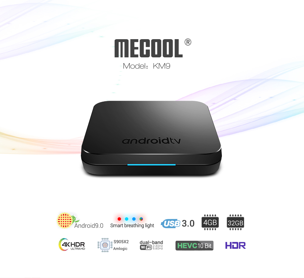 MECOOL KM9 Amlogic S905X2 Android 8.1 4GB DDR4 32GB eMMC 4K TV Box Dual Band WiFi Bluetooth LAN USB3.0 KODI 17.6