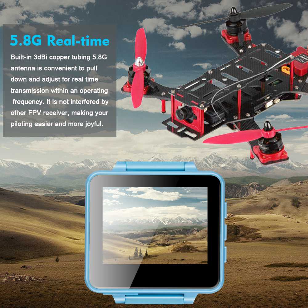 Boscam FPV200 DVR 5.8G 48CH 2.6inch DIY FPV Monitor w/Raceband Wearable Watch Built-in OSD For FPV Racing Drone - Blue