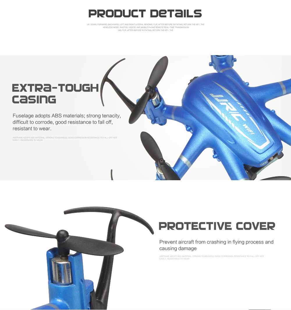 JJRC H20W WIFI FPV 2.0MP 720P HD Camera 3D Flip CF Mode 2.4G 6Axis Hexacopter VR Goggles Compatible with LED Light RTF - Blue