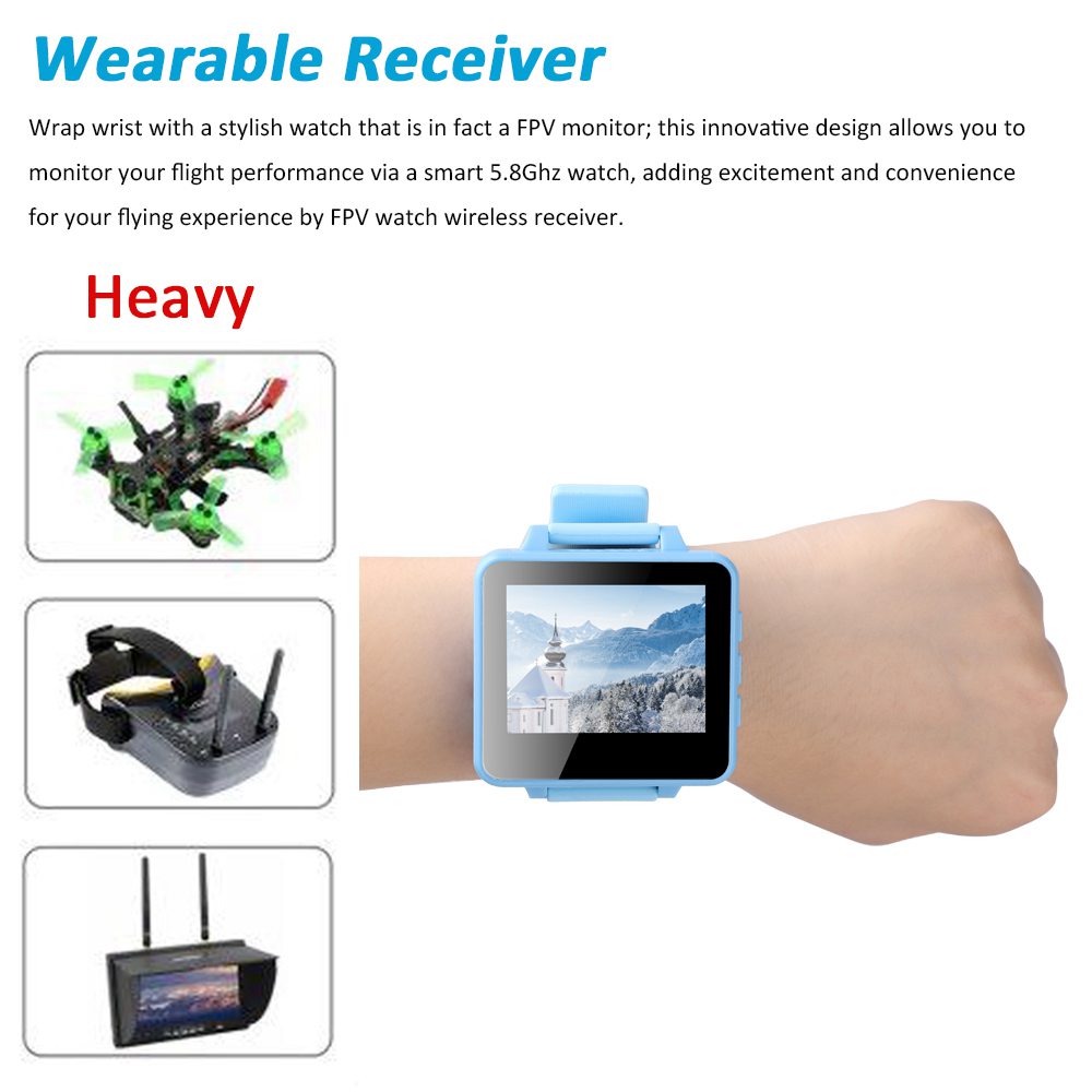 Boscam FPV200 DVR 5.8G 48CH 2.6inch DIY FPV Monitor w/Raceband Wearable Watch Built-in OSD For FPV Racing Drone - Blue