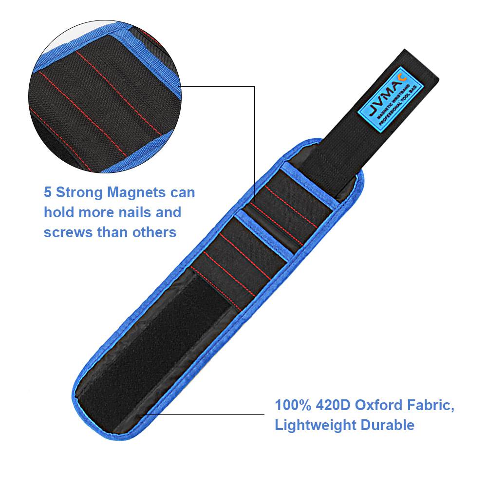 JVMAC JM-P5 Magnetic Wristband 14.6 Inch Bracelet for Holding Screw Nail Drill Bits - Black