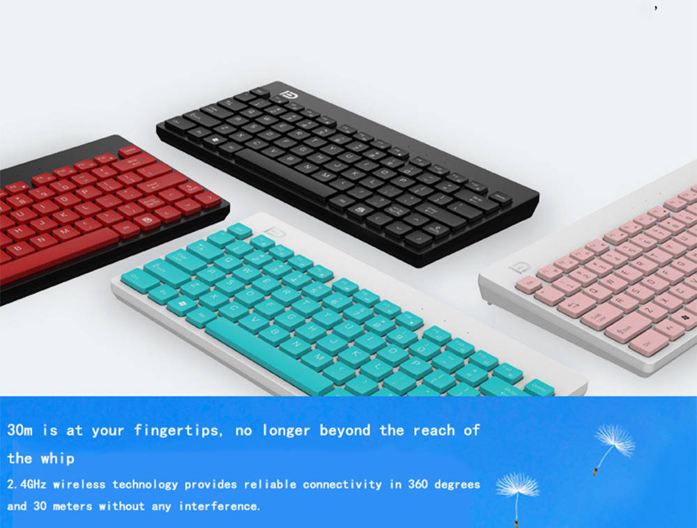 FD 1500 Portable Wireless Keyboard Mouse Combos 1500DPI 79 Keys - Black