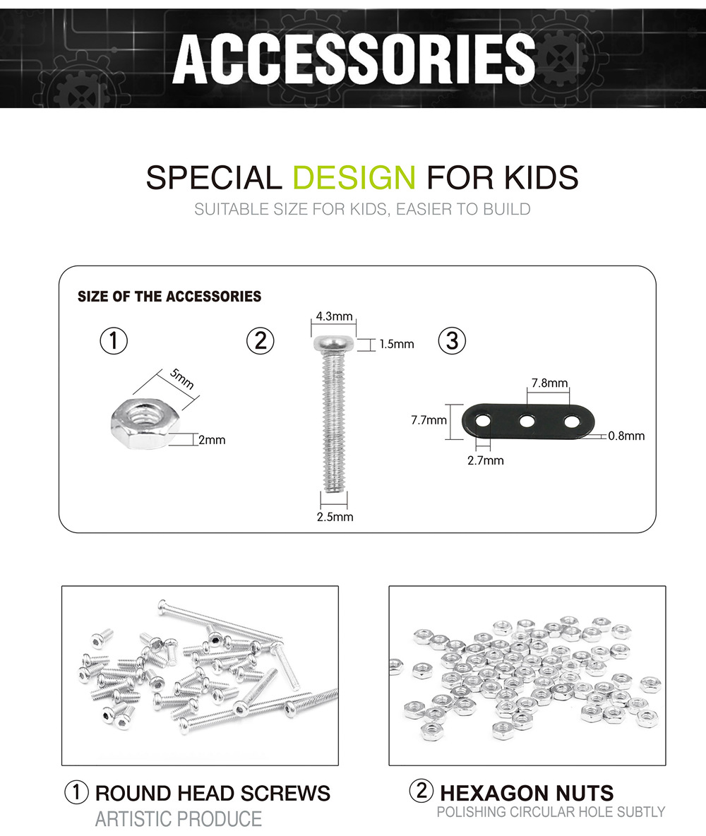 SW SW-001 120PCS DIY Stainless Steel Retro Motorcycle Alloy Assembling Educational Toys