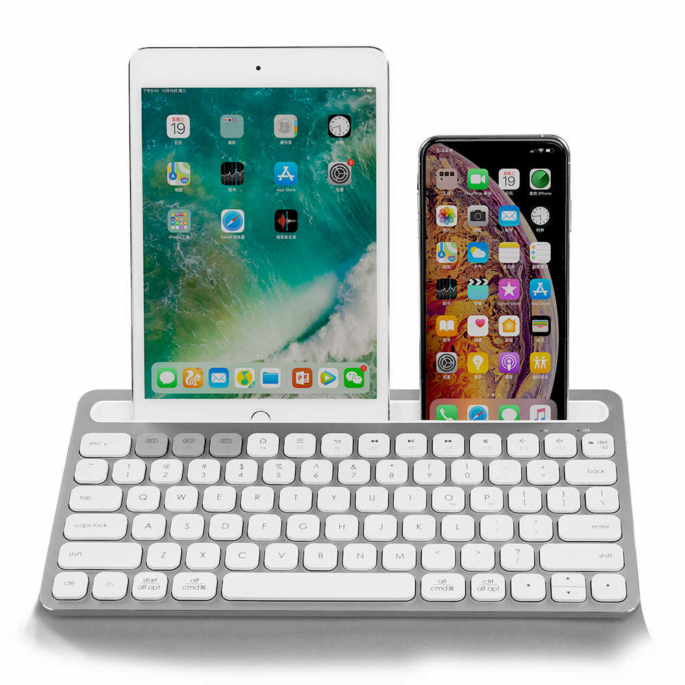 FD ik8500 Portable Wireless Bluetooth Keyboard Ultra Slim Mute Metal Panel 78 Keys - Black