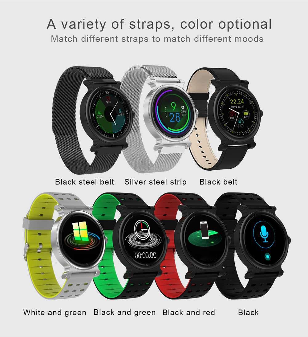 Makibes R20 Smartwatch 1.3 Inch LCD Colorful Screen Bluetooth 4.1 Heart Rate Monitor IP67 Fitness Tracker Leather Strap - Black