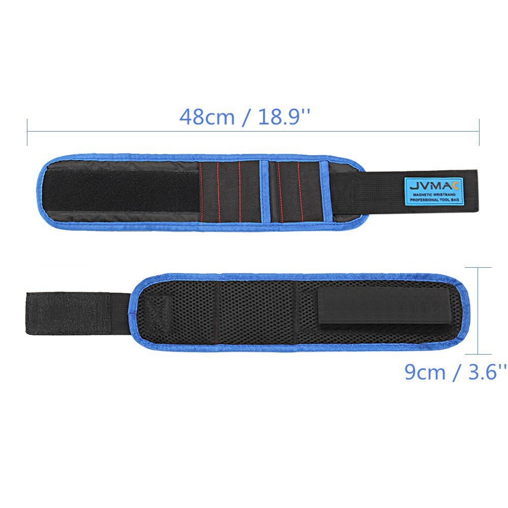 JVMAC JM-P5 Magnetic Wristband 14.6 Inch Bracelet for Holding Screw Nail Drill Bits - Black