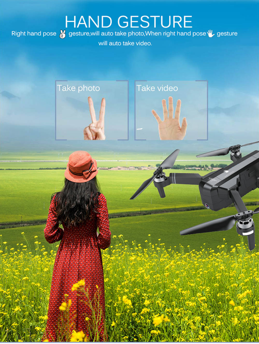 SJRC F11 GPS 5G WiFi FPV Foldable Brushless RC Drone with Adjustable 1080P HD Camera 25mins Flight Time - RTF