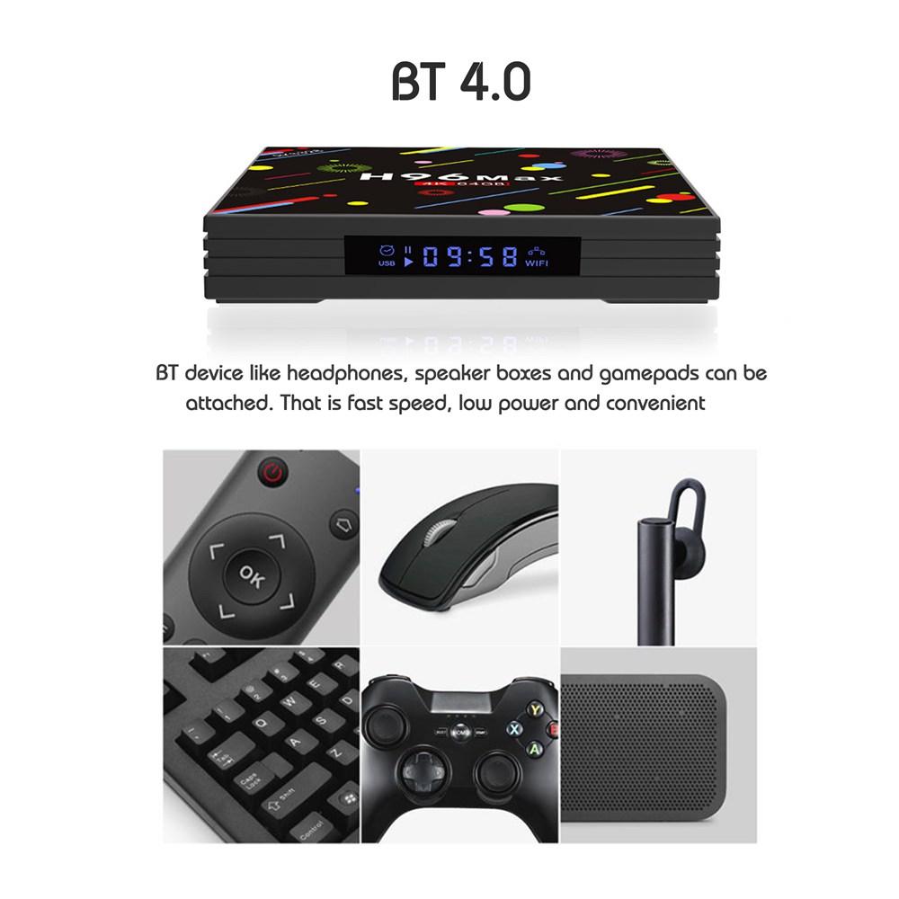 H96 MAX H2 Colorful Edition 4GB/64GB Android 7.1 RK3328 KODI 17.3 4K TV Box 2.4G/5G WiFi LAN Bluetooth USB3.0 HDMI LED Display