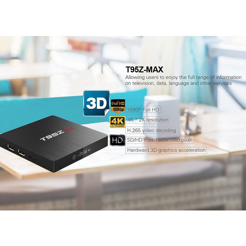 T95Z Max Amlogic S912 Android 7.1 3G/32G TV BOX 2.4G+5G Dual Band WIFI Gigabit LAN Bluetooth KODI LED Display