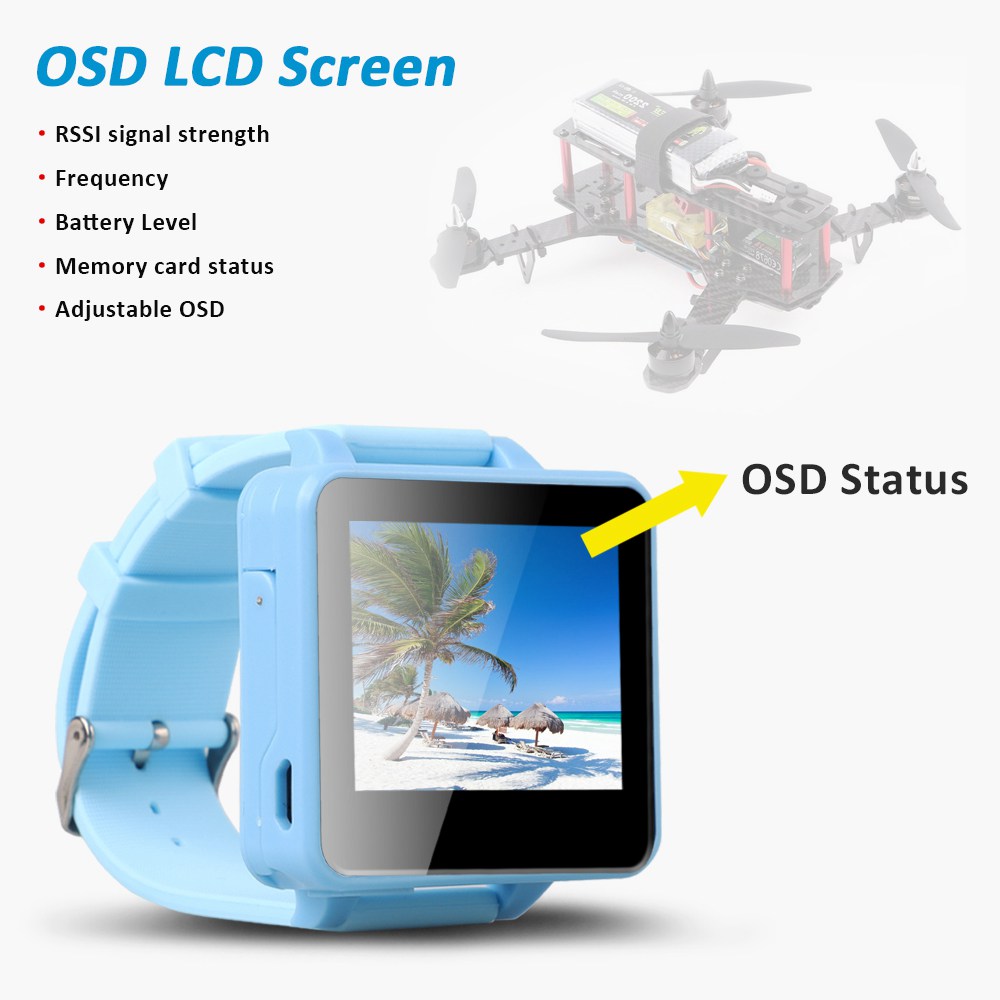 Boscam FPV200 DVR 5.8G 48CH 2.6inch DIY FPV Monitor w/Raceband Wearable Watch Built-in OSD For FPV Racing Drone - Blue