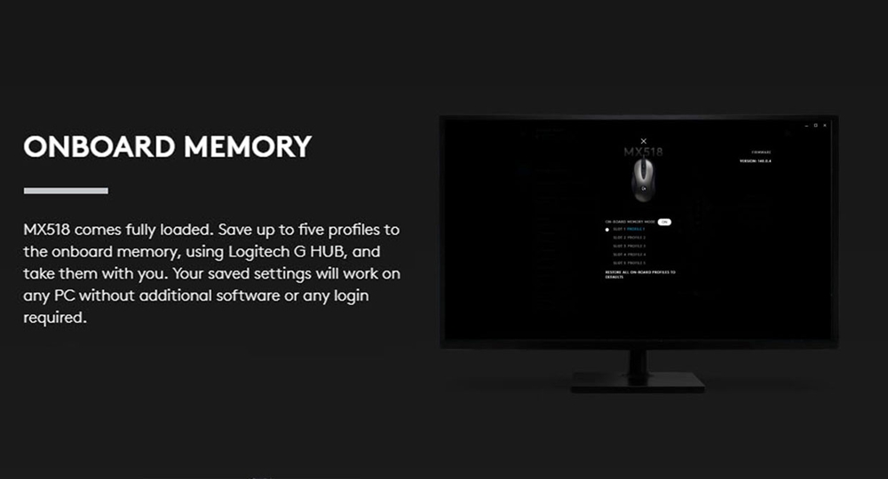 Logitech MX518 Classic Gaming Mouse 8 Programmable Buttons 16000 DPI Right Hand Wired - Black