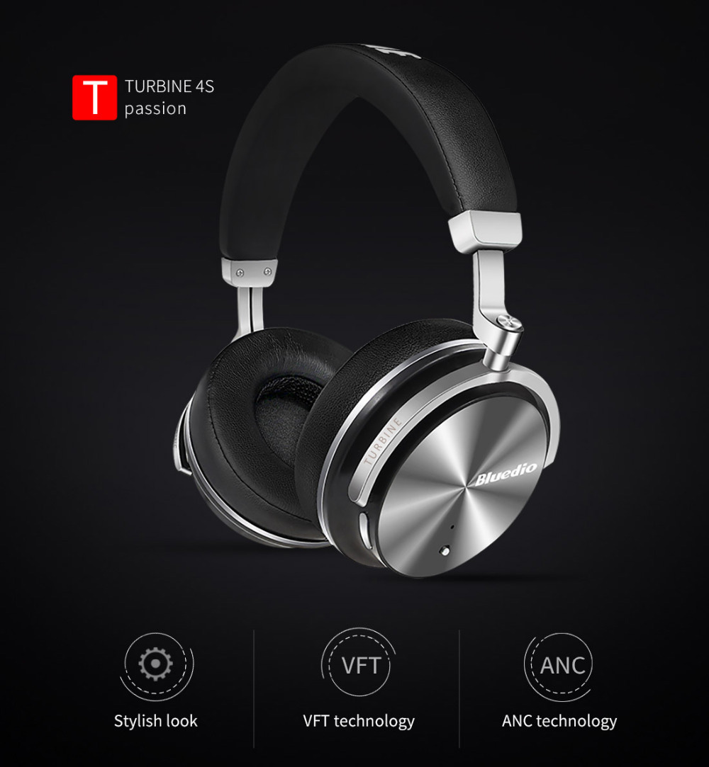 [Germany Stock]Bluedio T4S Wireless Bluetooth Headphones with Mic Active Noise Cancelling - White