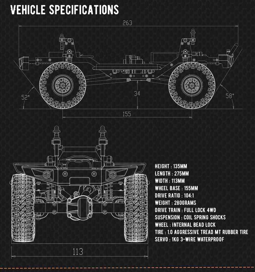 Hobby Plus CR-18 C10 Body 1/18 2.4G 4WD Brushed MINI RC Crawler Climbing RC Car With LED Light RTR - Red