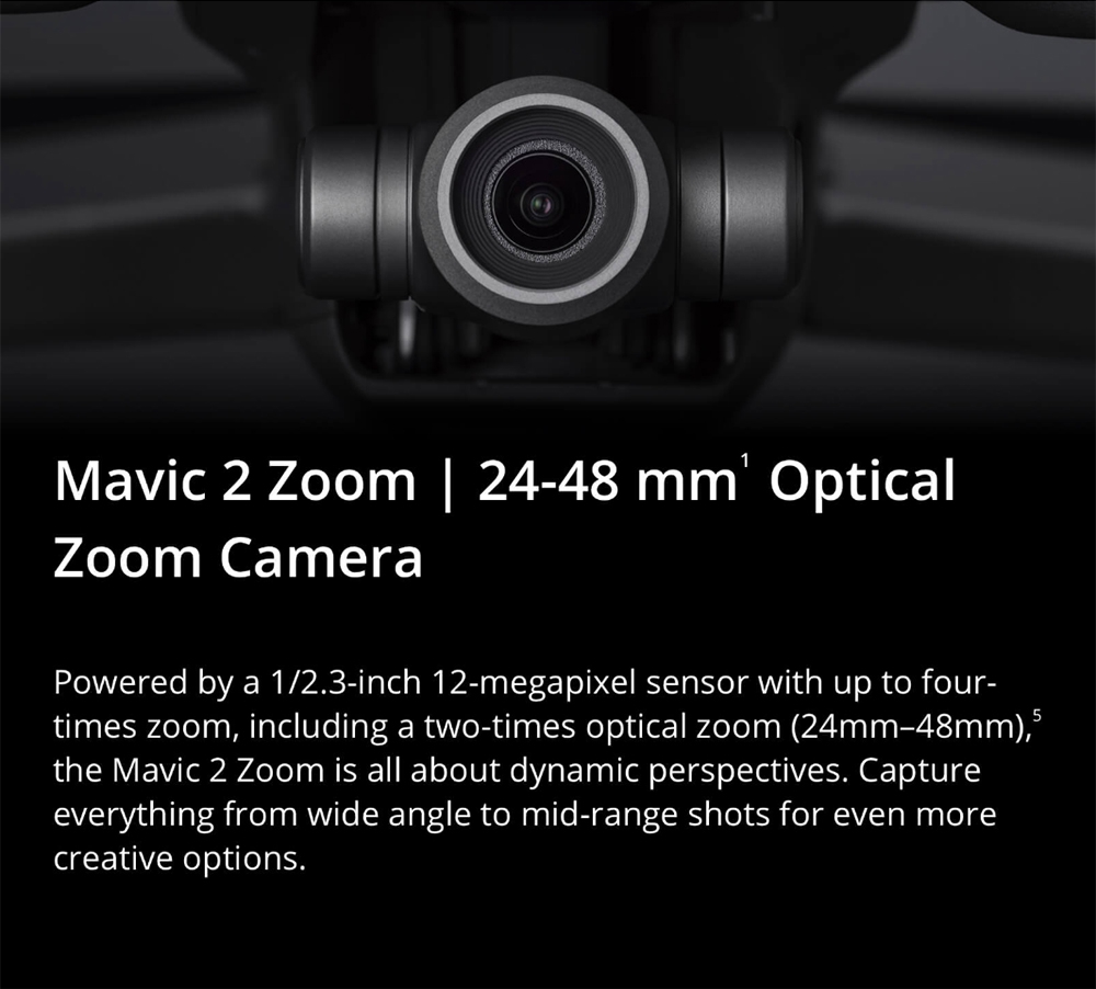 DJI Mavic 2 Zoom 3-Axis Gimbal Camera 1/2.3" CMOS Sensor 2x Optical Zoom 48MP Super Resolution Photo Foldable RC Drone