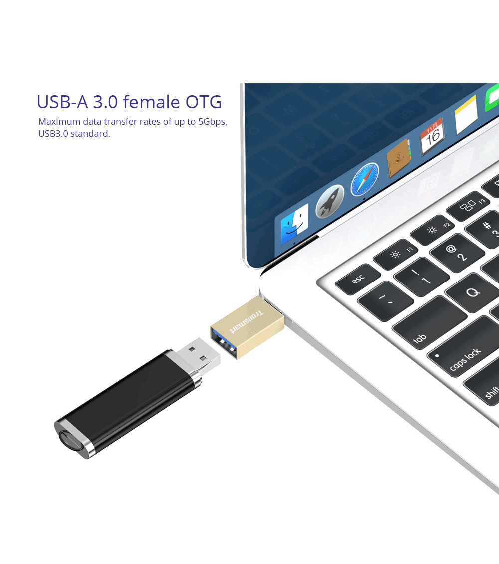 Tronsmart CTAF USB Type-C Male to USB-A 3.0 Female Adapter - Gold