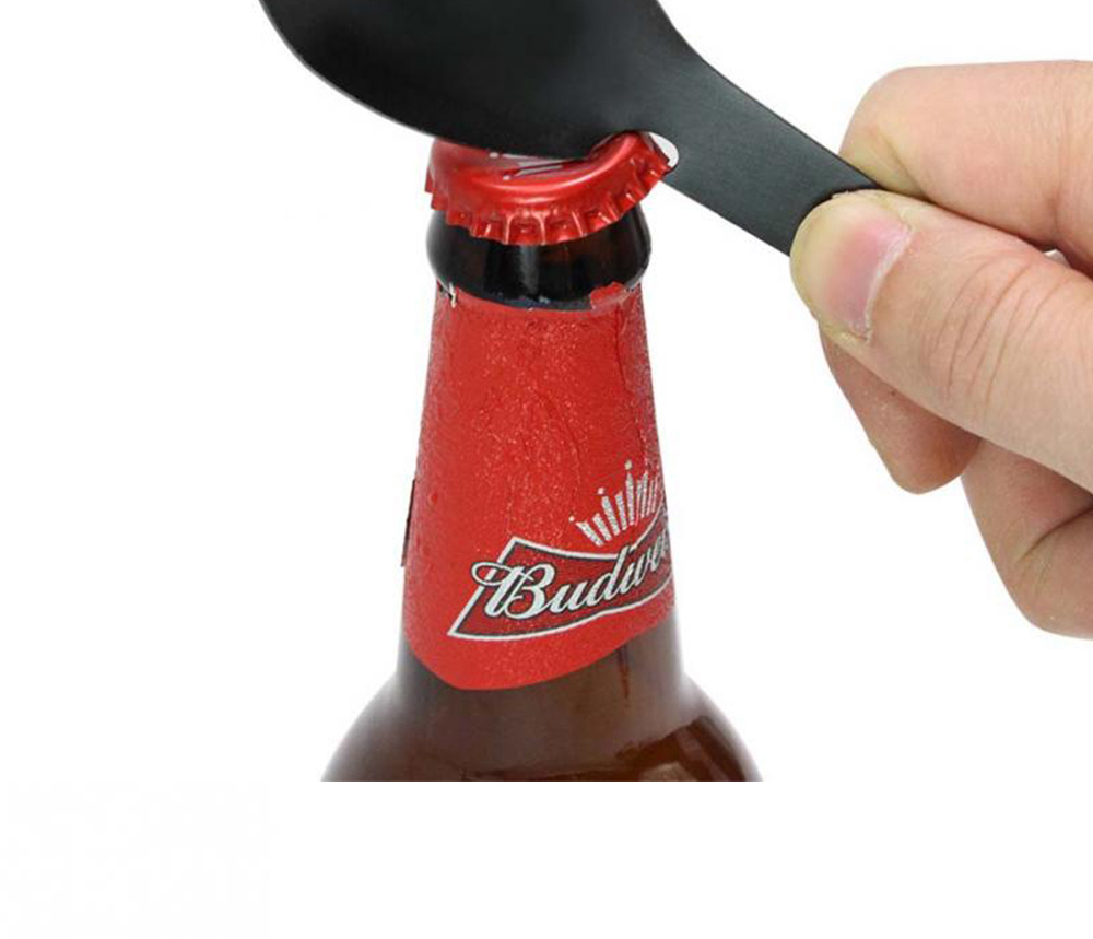 Outdoor Multifunctional Camping Equipment Stainless Steel Tableware - Black