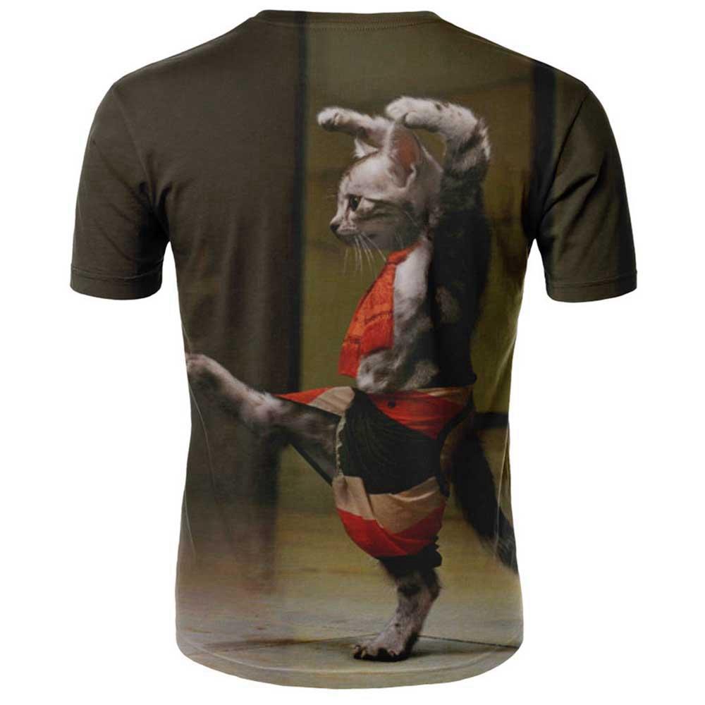 3D Printed Cat Series Men's Fashion Summer Unisex Short Sleeve T-shirt Size M - Green