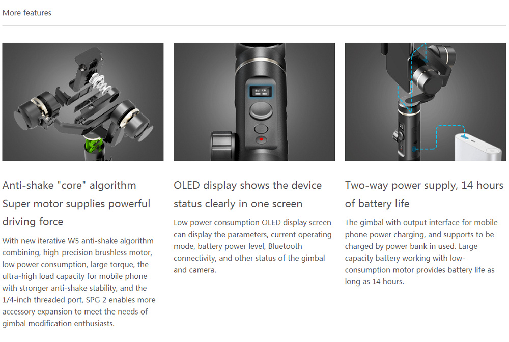 Feiyu Tech SPG2 3-Axis Anti-splash Brushless Handheld Gimbal Stabilizer with OLED Display for Smartphone