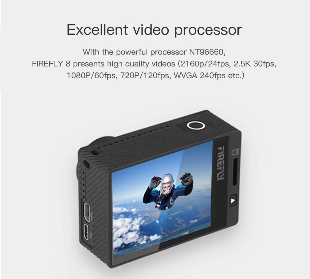 Hawkeye Firefly 8 2160P 170 Degree Wide Angle Bluetooth WiFi HDR FPV Action Camera Built-in Microphone - Wide Angle Lens