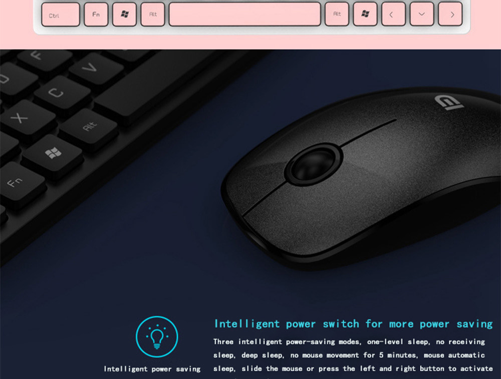 FD 1500 Portable Wireless Keyboard Mouse Combos 1500DPI 79 Keys - Black + Red