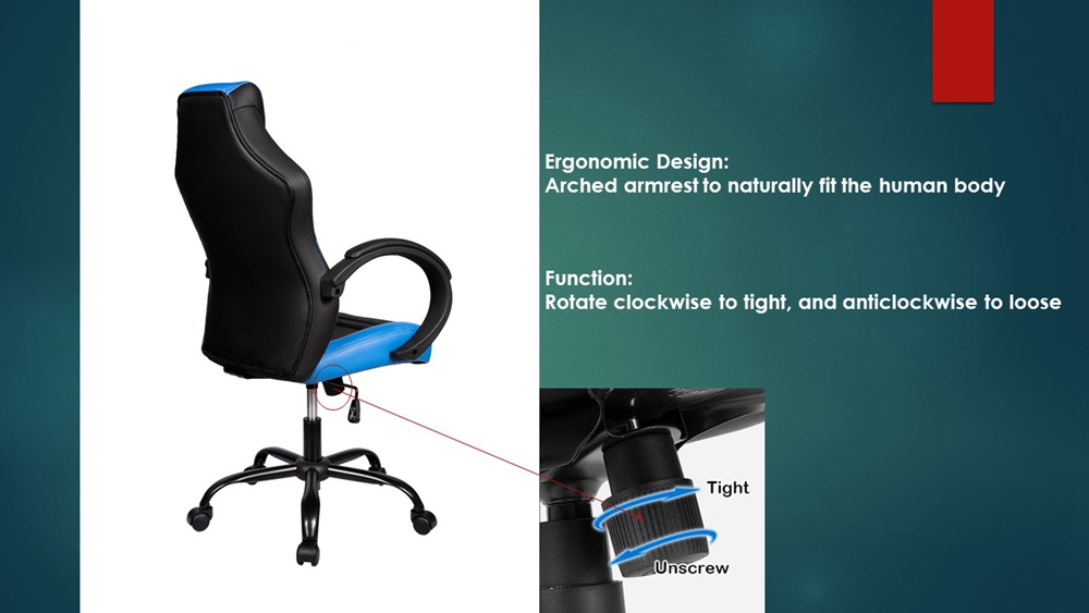 Merax SA-R-23BL Office High Back Gaming Chair PU Leather Rotating Lift Chair - Blue