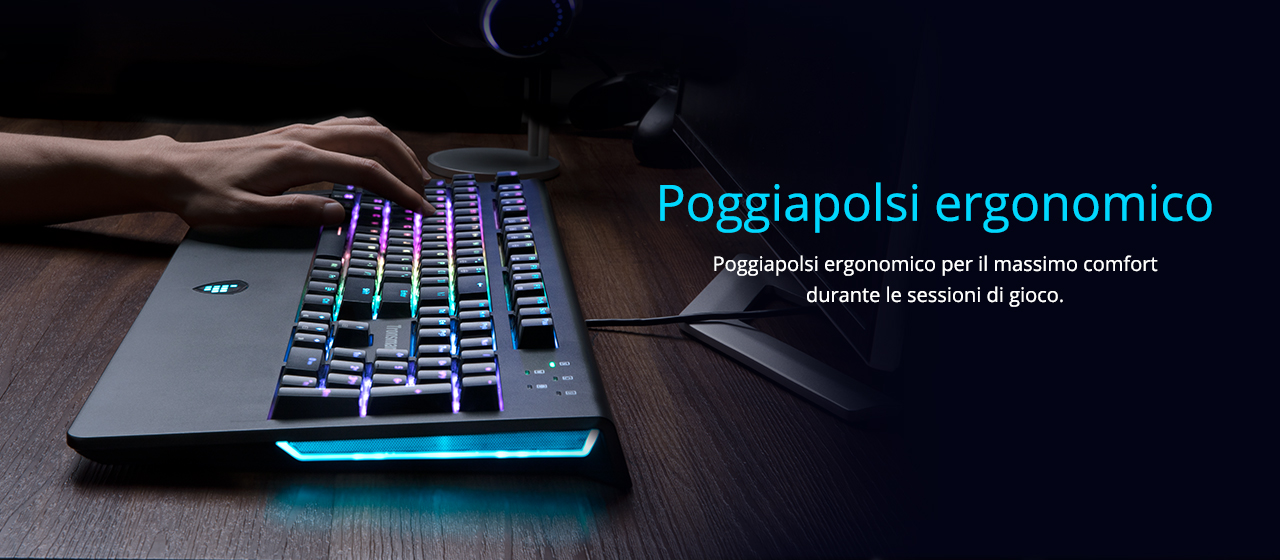 Tronsmart TK09R mechanische Gaming-Tastatur mit RGB-Backlght-Makro-Tasten Blaue Schalter für Gamer - IT-Layout