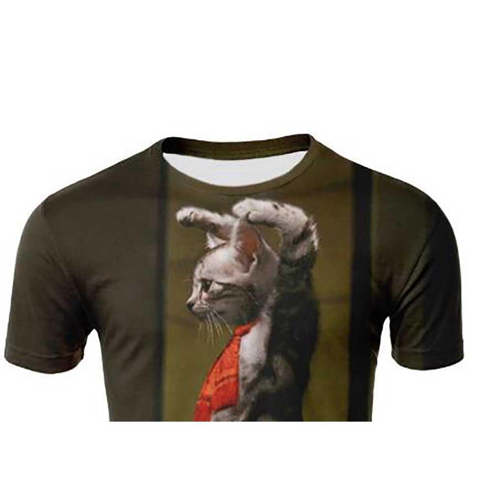 3D Printed Cat Series Men's Fashion Summer Unisex Short Sleeve T-shirt Size M - Green