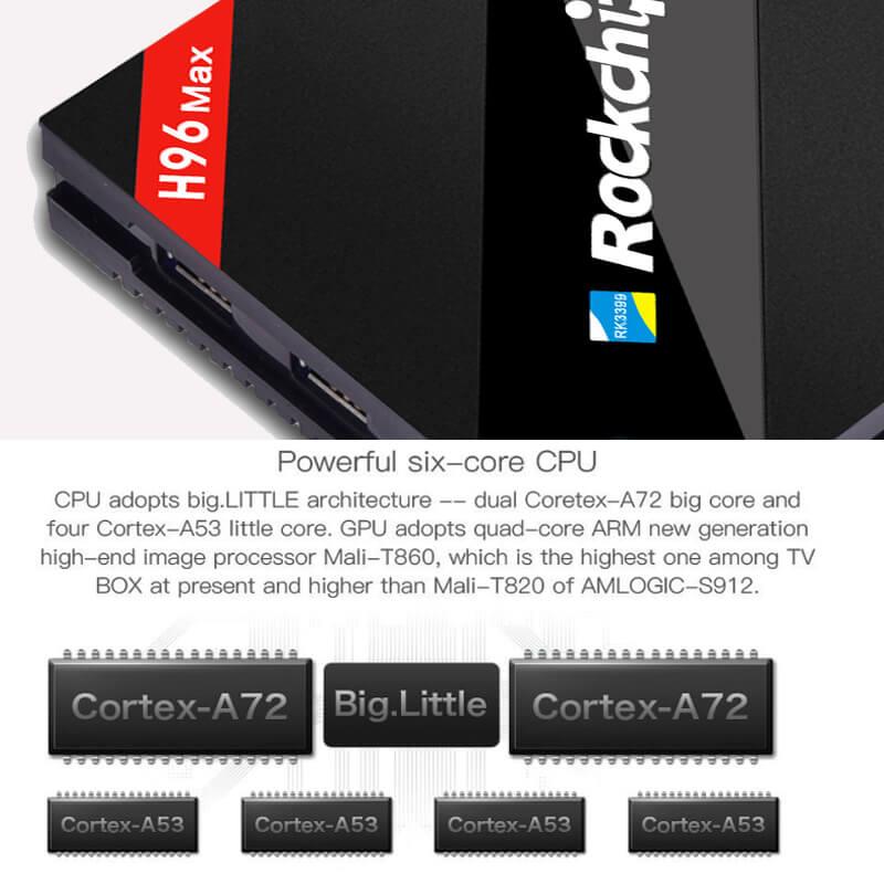 H96 MAX RK3399 Hexa Core 2.0Ghz 4K TV BOX Android 7.1 4GB/32GB Type-C USB3.0 AC WIFI 1000M LAN Bluetooth