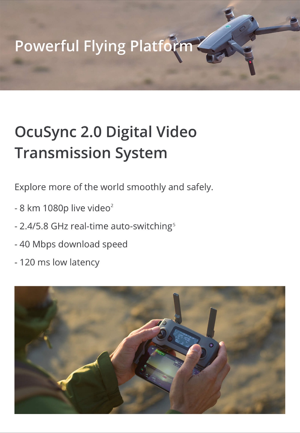 DJI Mavic 2 Zoom 3-Axis Gimbal Camera 1/2.3" CMOS Sensor 2x Optical Zoom 48MP Super Resolution Photo Foldable RC Drone