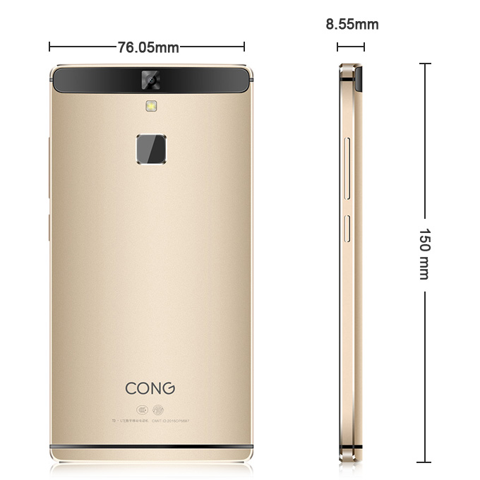 Qingcong Metal 4G LTE 5.5inch FHD Android 5.1 3GB 16GB Smartphone 64bit MTK6753 Octa Core Fingerprint Scanner - Gold