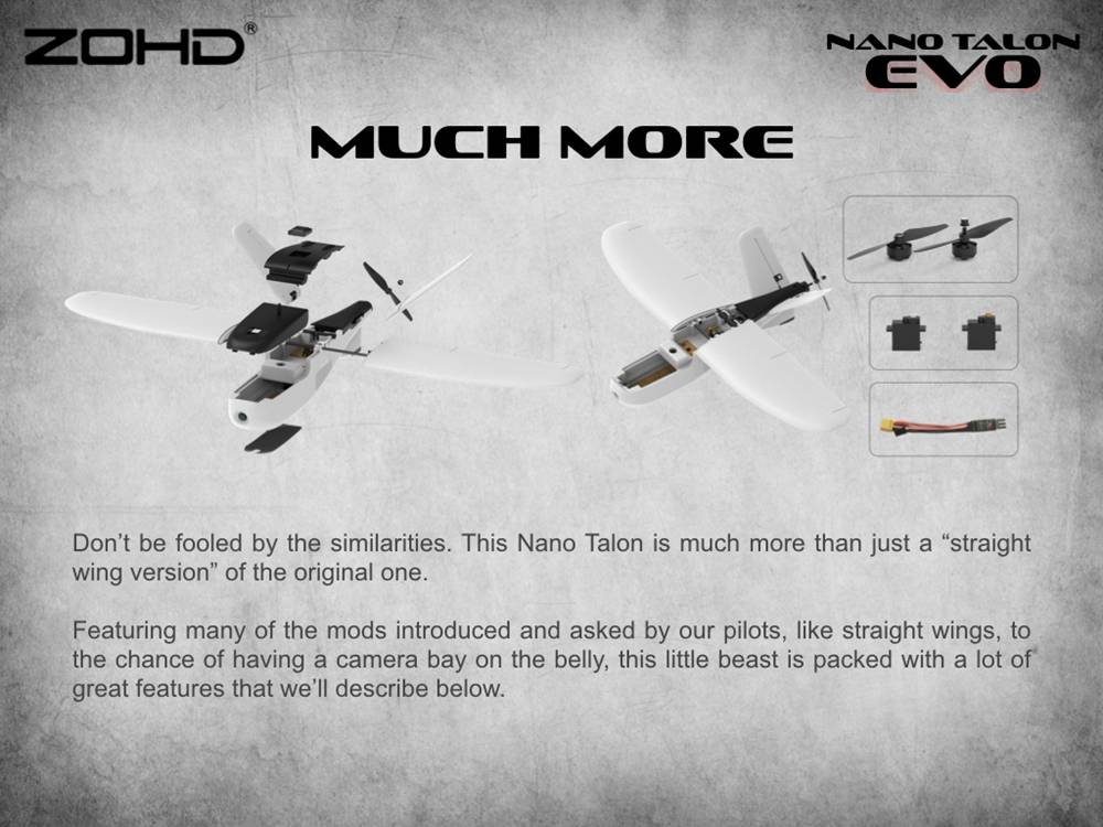ZOHD Nano Talon EVO 860mm Wingspan AIO V-Tail EPP Molded FPV Fixed Wing RC Airplane PNP With Power System - W/O FPV System