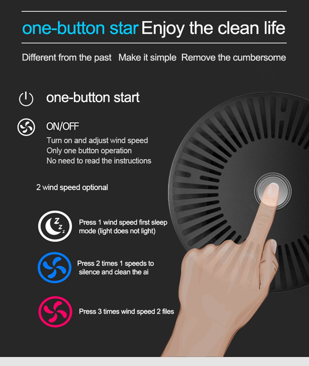 Household Portable Desktop Air Purifier For Removing Smoky Formaldehyde - Black