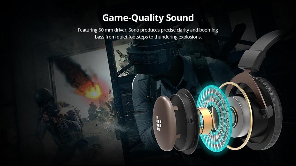 Mac PC Xbox Tronsmart Gaming Kopfhörer Stereo Sound mit Mikrofon für PS4 