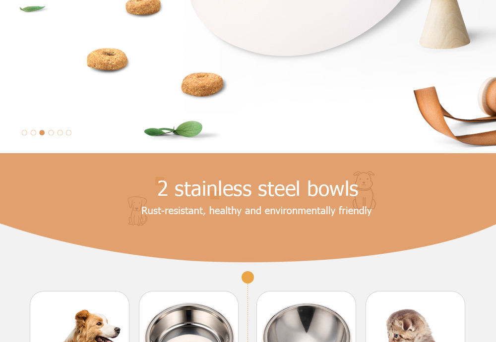 Xiaomi Youpin Stainless Steel Pet Dog Bowl 15 Degree Tilted Feeder Rust-resistant Non-skid Design