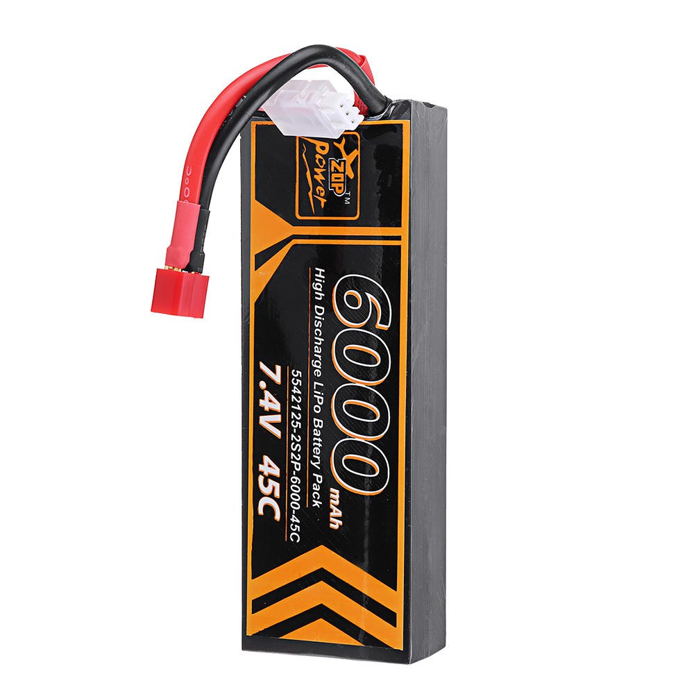 ZOP Power 2S 7.4V 6000mAh 45C T Plug Lipo Battery For RC Car Model