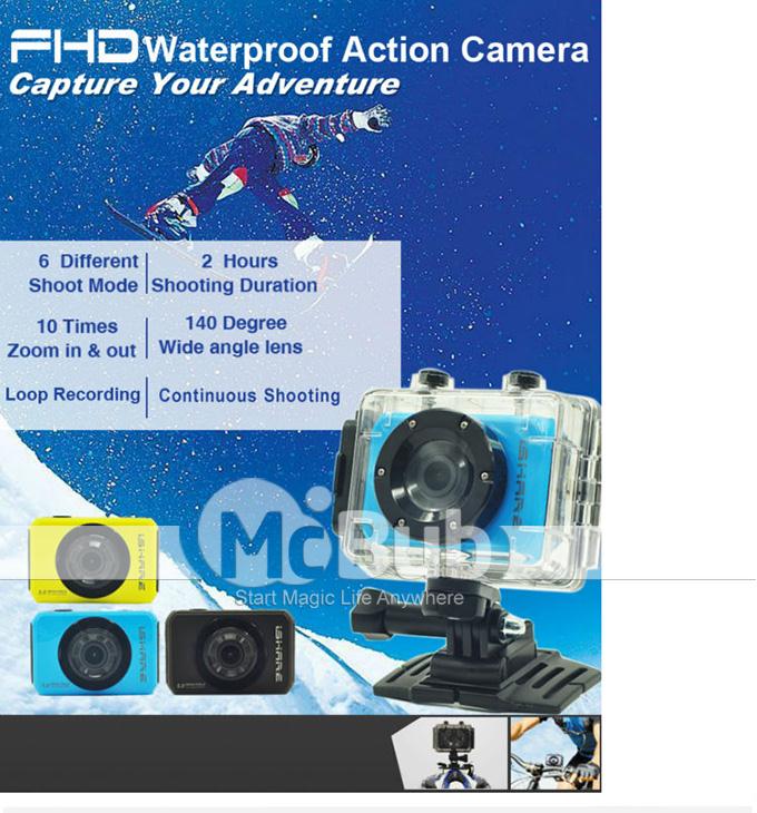 iShare S200 5MP Sports Camera 1080P FHD DVR 2" Waterproof Camcorder