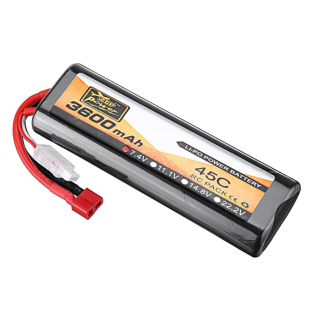 ZOP Power 2S 7.4V 3600mAh 45C T Plug Oval Lipo Battery For RC Car Model