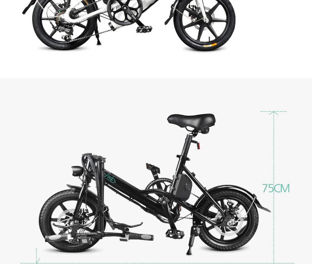 FIIDO D3S Folding Moped Electric Bike Variable Speed Version 14-inch Tires 250W Motor Max 25km/h 7.8Ah Battery - Dark Gray