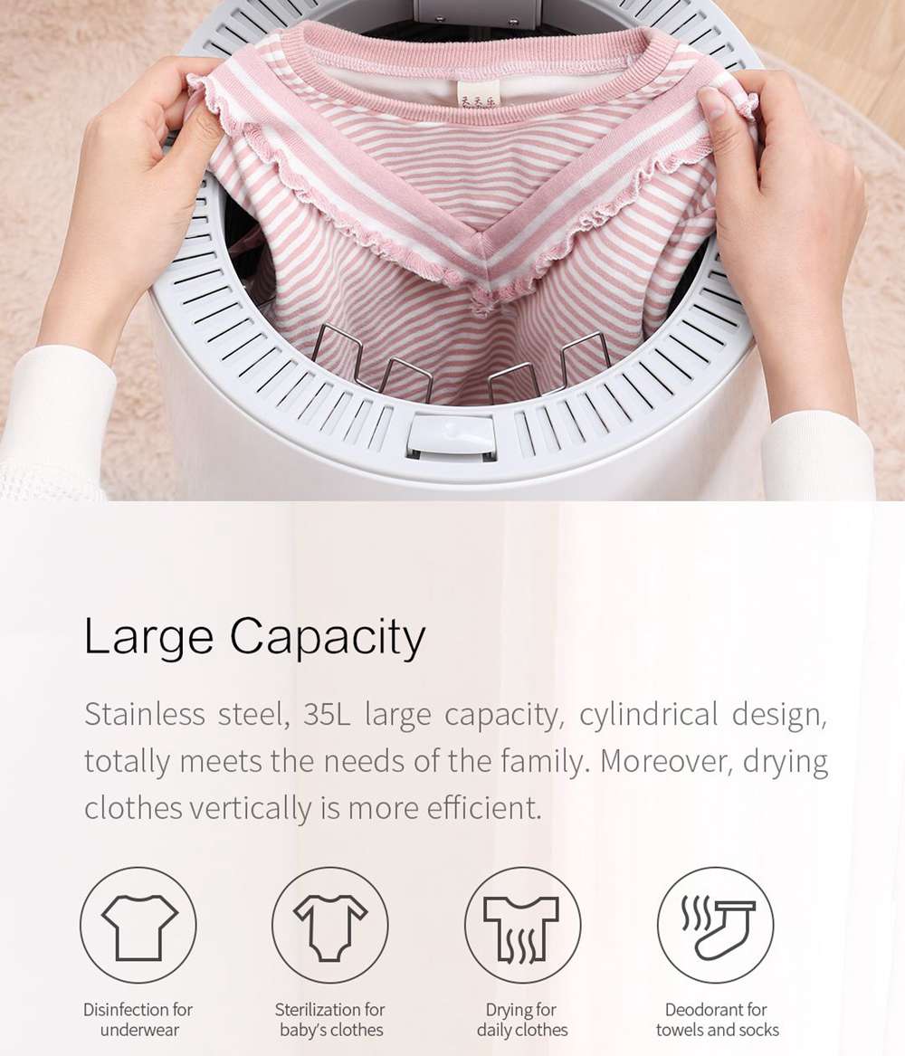 Xiaolang Smart Laundry Disinfection Dryer 35L Capacity 650W Power Sterilization Shoe Clothing Dryer - White