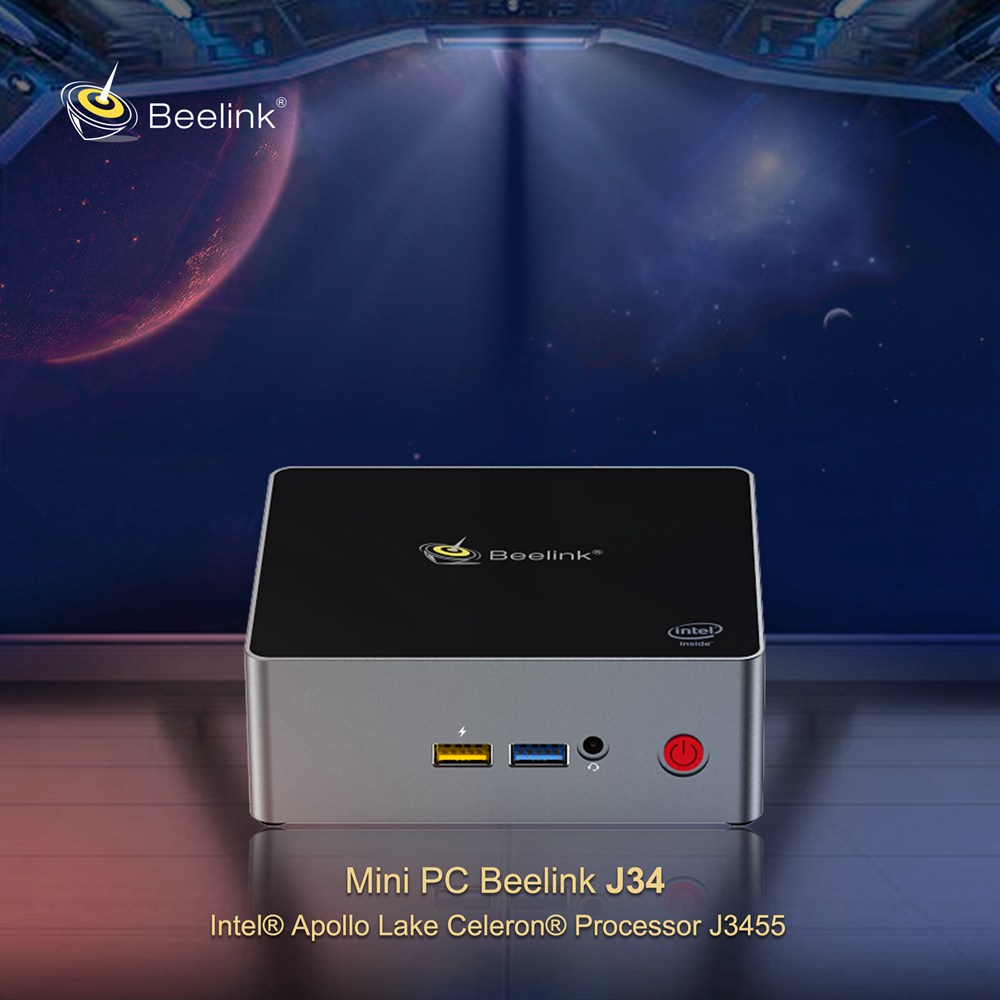 Beelink J34 Intel Apollo Lake J3455 Windows 10 Mini PC 8GB DDR3L 128GB SSD SATA HDD 2.4G+5G WiFi Gigabit Lan HDMI*2 USB3.0 *4 BC1.2 Fast Charging
