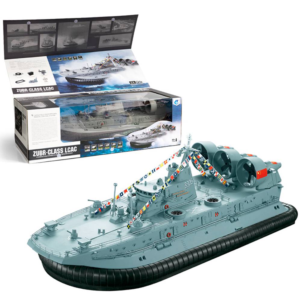 HG HG-C201 1/110 2.4G Brushless Warship Ship Model Landing And Water Air Cushion Landing Craft RC Boat RTR - Sky Blue