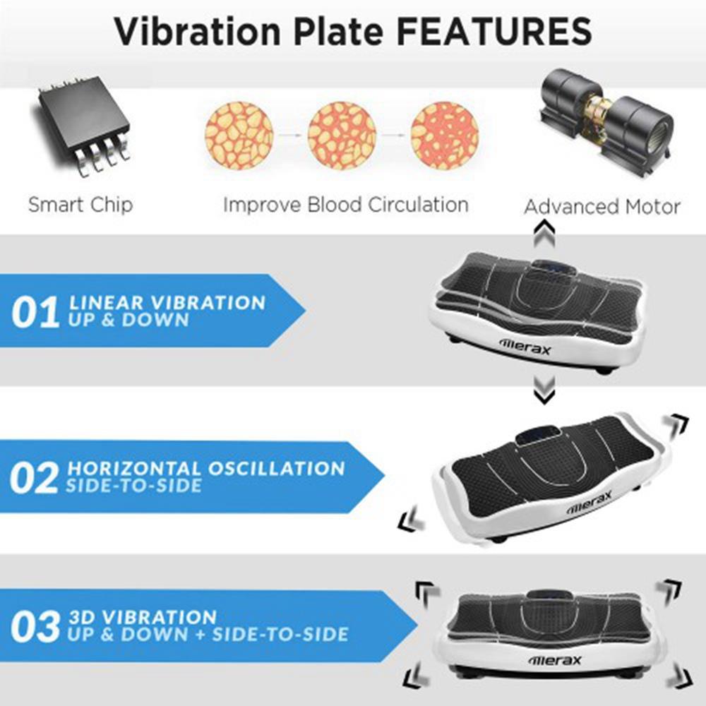 Merax Vibration Plate Trainer Fitness Machine Professional 2D Wipp Vibration With Bluetooth Speaker - White