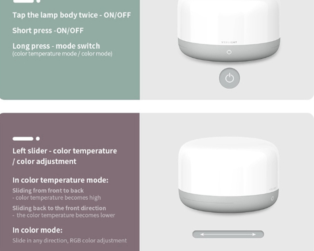 Xiaomi Yeelight YLCT01YL LED Bedside Lamp Intelligent Colorful Night Light Voice App control - White