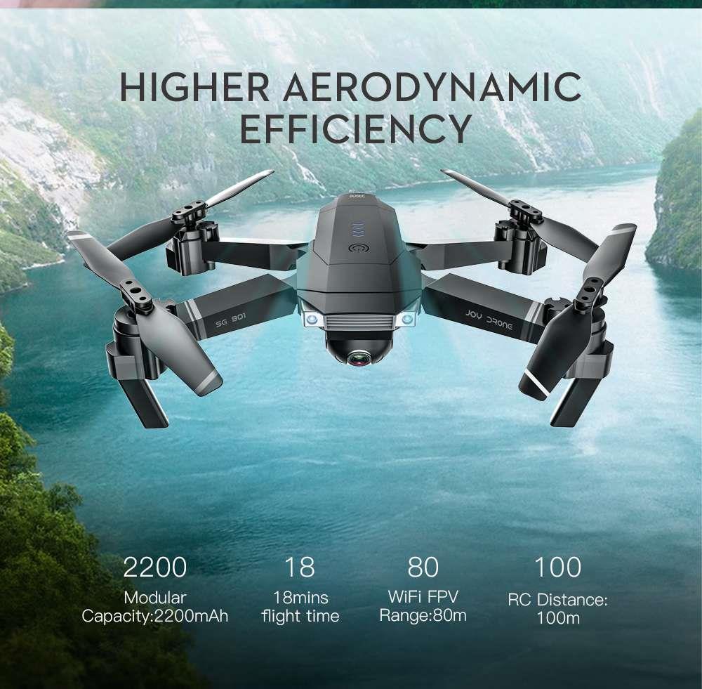 ZLRC SG901 YUE 4K WIFI Foldable RC Drone With Adjustable Wide-angle Camera Optical Flow Positioning RTF - Three Batteries with Bag