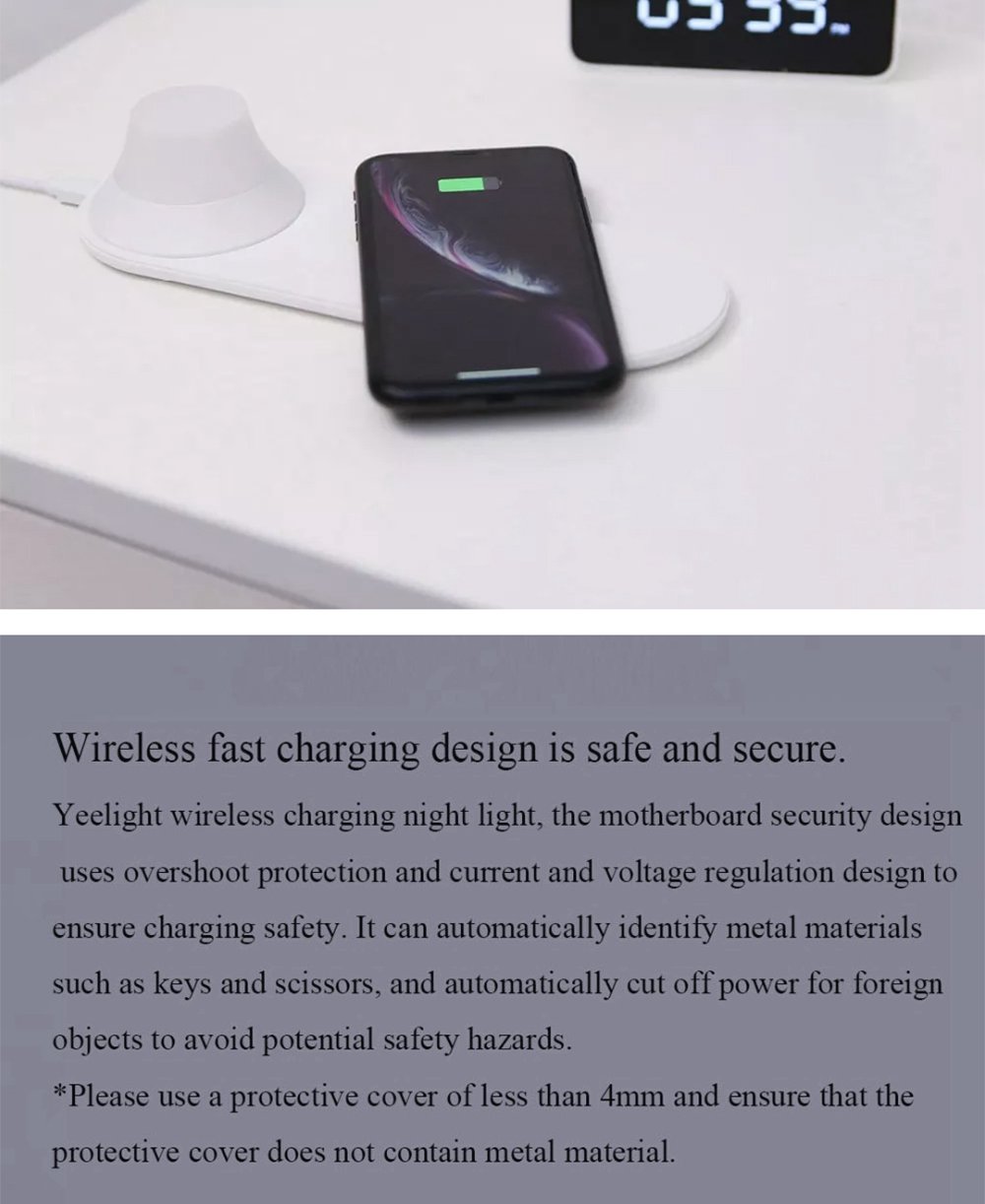 Yeelight YLYD04YL Wireless Charging Smart Night Light With Phone Quick Charger - White