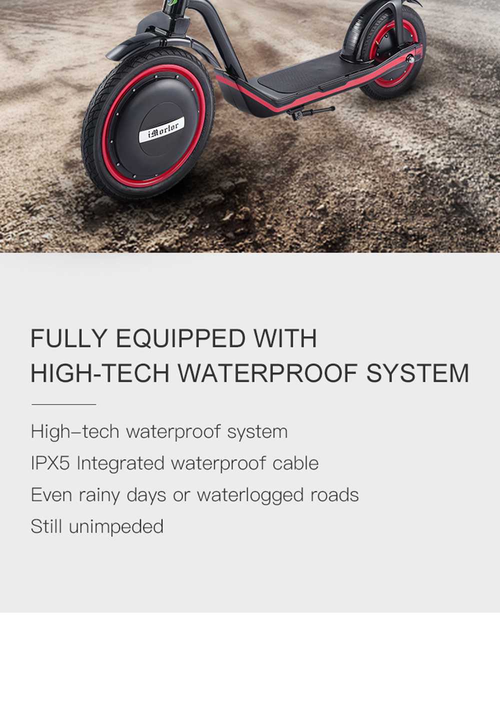 iMortor C1 Foldable Off-road Electric Scooter 350W Motor Max 30km/h 9.6Ah Battery16 Inch Pneumatic Tire - RED