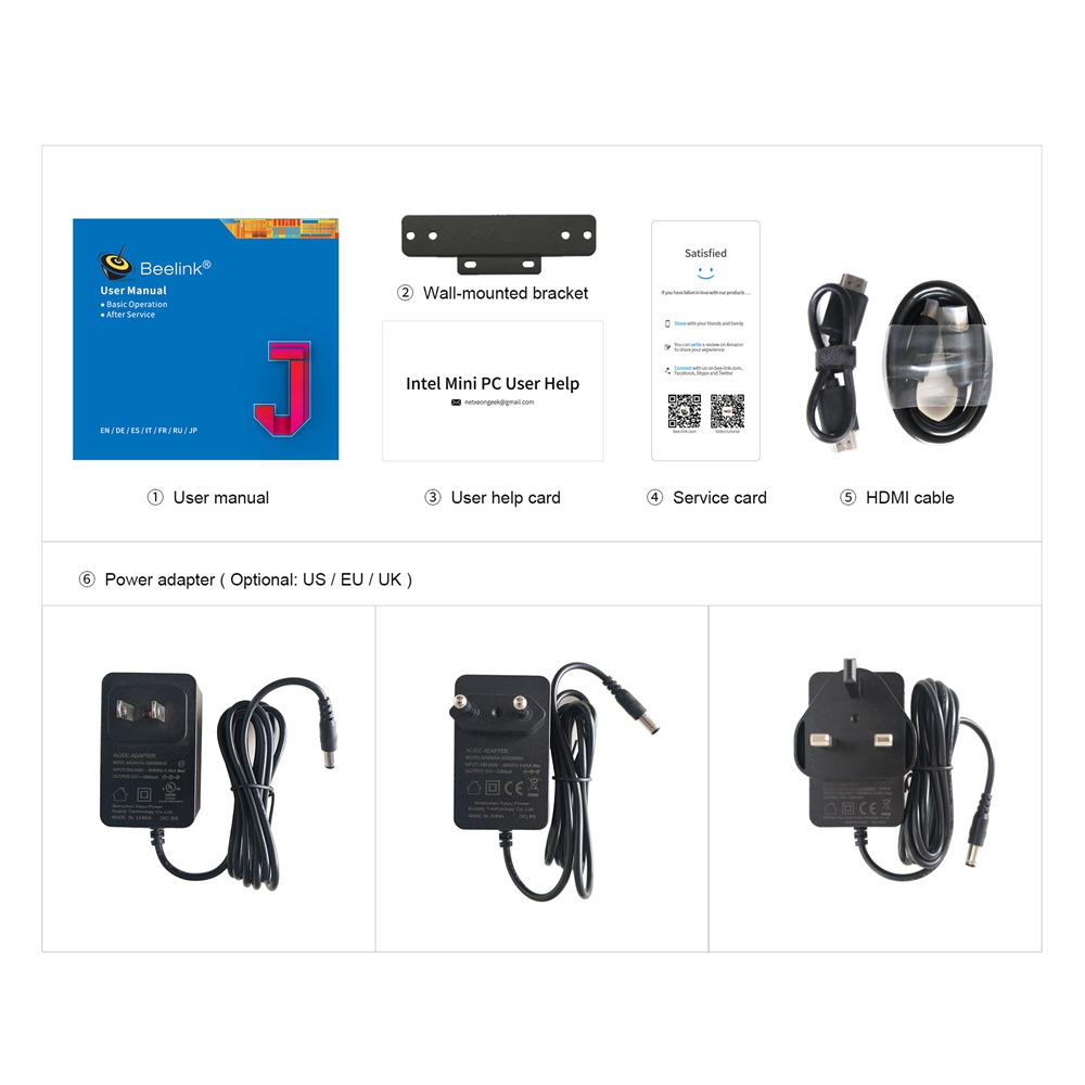 Beelink J34 Intel Apollo Lake J3455 Windows 10 Mini PC 8GB DDR3L 128GB SSD SATA HDD 2.4G+5G WiFi Gigabit Lan HDMI*2 USB3.0 *4 BC1.2 Fast Charging